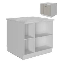 Vicco Kücheninsel "Fame-Line", GrauBeige, 90 cm mit Schublade, ohne Arbeitsplatte