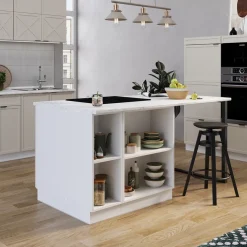 Vicco Kücheninsel "Fame-Line", GrauBeige, 90 cm mit Schublade, ohne Arbeitsplatte