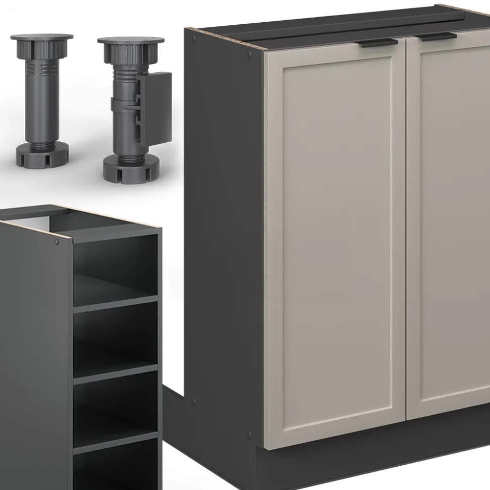 Vicco Kücheninsel Fame-Line, Kochinsel für die Küche, GrauBeige, 90 cm ohne Arbeitsplatte