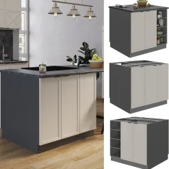 Vicco Kücheninsel Fame-Line, Kochinsel für die Küche, GrauBeige, 90 cm ohne Arbeitsplatte