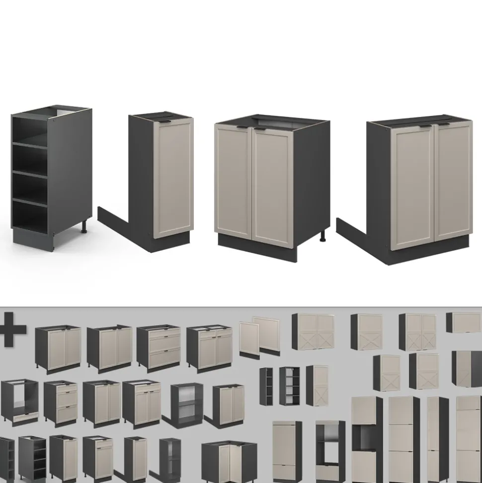 Vicco Kücheninsel Fame-Line, Kochinsel für die Küche, GrauBeige, 90 cm ohne Arbeitsplatte