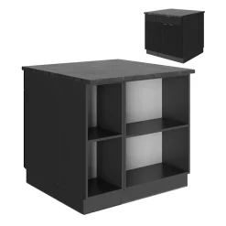 Vicco Kücheninsel "Fame-Line", Schwarz gestreift, 90 cm mit Schublade, ohne Arbeitsplatte