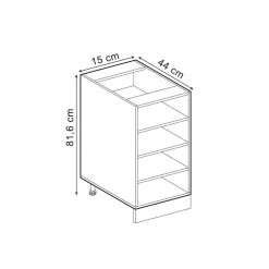 Vicco Küchenregal R-Line, offener Küchenschrank, Goldkraft Eiche, 15 cm ohne Arbeitsplatte