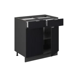 Vicco Küchenschränke "Fame-Line", Schwarz gestreift, 80 cm ohne Arbeitsplatte