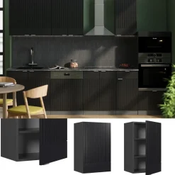 Vicco Küchenschränke Fame-Line, hängender Küchenschrank, Schwarz gestreift, 45 cm