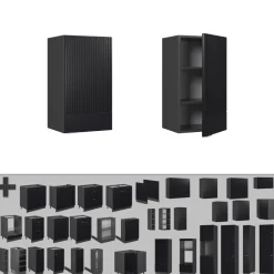 Vicco Küchenschränke Fame-Line, hängender Küchenschrank, Schwarz gestreift, 40 cm