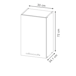 Vicco Küchenschränke Fame-Line, hängender Küchenschrank, Schwarz gestreift, 30 cm