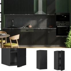 Vicco Küchenschränke Fame-Line, hängender Küchenschrank, Schwarz gestreift, 30 cm