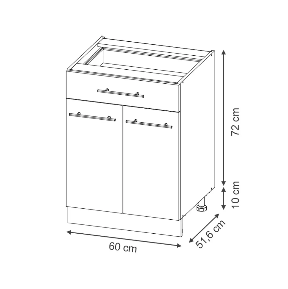 Vicco Küchenunterschrank "Fame-Line", Schwarz gestreift, 60 cm mit Schublade, AP Marmor