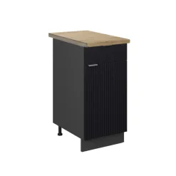 Vicco Küchenunterschrank Fame-Line, Schubladenschrank für die Küche, Schwarz gestreift, 40 cm, AP Eiche