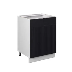 Vicco Küchenunterschrank "Fame-Line", Schwarz gestreift, 60 cm ohne Arbeitsplatte