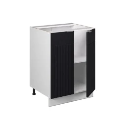 Vicco Küchenunterschrank "Fame-Line", Schwarz gestreift, 60 cm ohne Arbeitsplatte