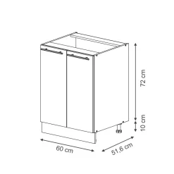 Vicco Küchenunterschrank Fame-Line, Küchenkommode, Schwarz gestreift, 60 cm, AP Eiche