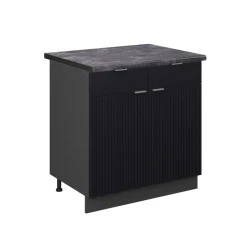 Vicco Küchenunterschrank "Fame-Line", Schwarz gestreift, 80 cm , AP Anthrazit