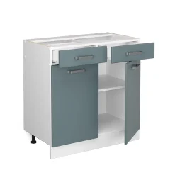 Vicco Küchenunterschrank R-Line, Schubladenschrank für die Küche, Blau-Grau, 80 cm, ohne Arbeitsplatte