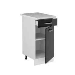 Vicco Küchenunterschrank "R-Line", Schwarz Hochglanz/Weiß, 40 cm , AP Marmor