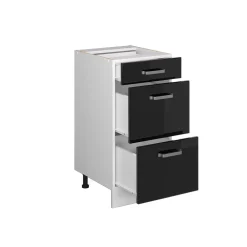 Vicco Küchenunterschrank "R-Line", Schwarz Hochglanz/Weiß, 40 cm mit Schubladen, ohne Arbeitsplatte