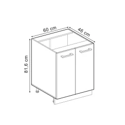 Vicco Küchenunterschrank R-Line, Küchenkommode, Blau-Grau/Weiß, 60 cm, AP Marmor