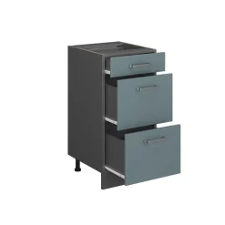 Vicco Küchenunterschrank "R-Line", Blau-Grau/Anthrazit, 40 cm mit Schubladen, ohne Arbeitsplatte