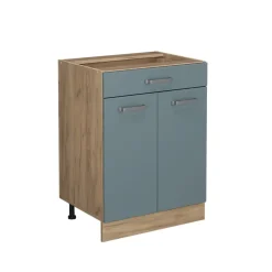 Vicco Küchenunterschrank "R-Line", Blau-Grau, 60 cm mit Schublade, ohne Arbeitsplatte