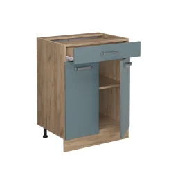 Vicco Küchenunterschrank "R-Line", Blau-Grau, 60 cm mit Schublade, ohne Arbeitsplatte