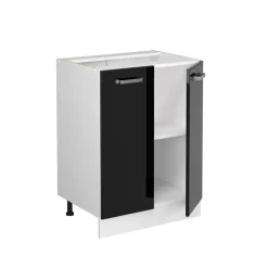 Vicco Küchenunterschrank "R-Line", Schwarz Hochglanz/Weiß, 60 cm ohne Arbeitsplatte