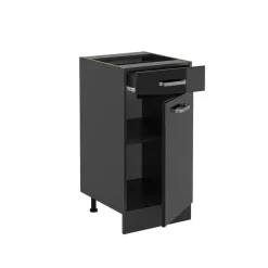 Vicco Küchenunterschrank "R-Line", Schwarz Hochglanz/Anthrazit, 40 cm ohne Arbeitsplatte