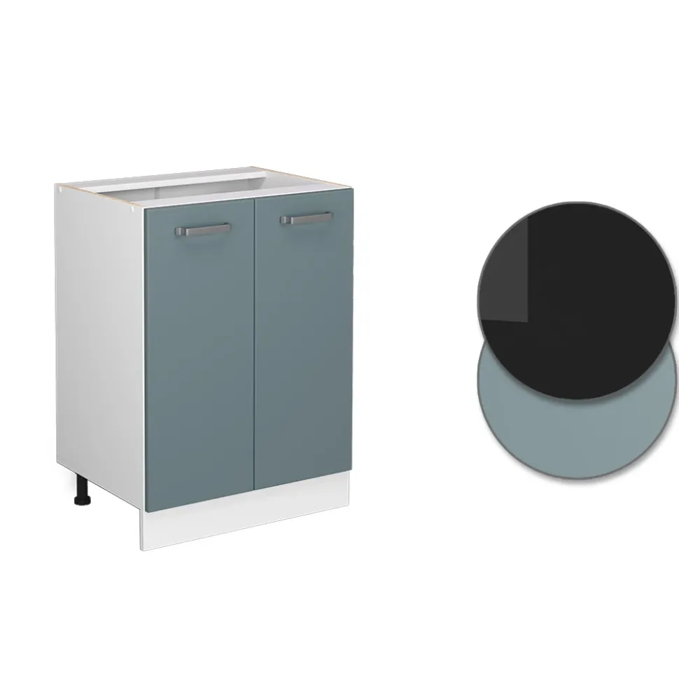 Vicco Küchenunterschrank "R-Line", Blau-Grau/Weiß, 60 cm ohne Arbeitsplatte