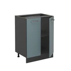 Vicco Küchenunterschrank "R-Line", Blau-Grau/Anthrazit, 60 cm ohne Arbeitsplatte
