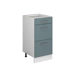 Vicco Küchenunterschrank "R-Line", Blau-Grau/Weiß, 40 cm mit Schubladen, ohne Arbeitsplatte