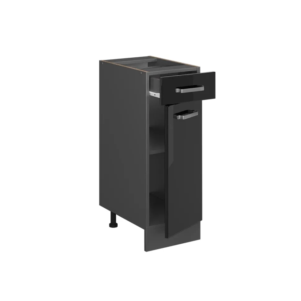 Vicco Küchenunterschrank "R-Line", Schwarz Hochglanz/Anthrazit, 30 cm ohne Arbeitsplatte