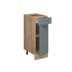 Vicco Küchenunterschrank "R-Line", Blau-Grau/Goldkraft Eiche, 30 cm ohne Arbeitsplatte