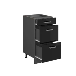 Vicco Küchenunterschrank "R-Line", Schwarz Hochglanz/Anthrazit, 40 cm mit Schubladen, ohne Arbeitsplatte