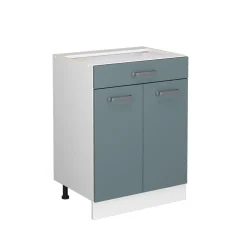 Vicco Küchenunterschrank "R-Line", Blau-Grau, 60 cm mit Schublade, ohne Arbeitsplatte