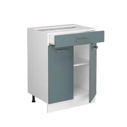 Vicco Küchenunterschrank "R-Line", Blau-Grau, 60 cm mit Schublade, ohne Arbeitsplatte