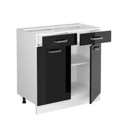 Vicco Küchenunterschrank "R-Line", Schwarz Hochglanz, 80 cm ohne Arbeitsplatte