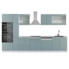 Vicco Küchenzeile "R-Line", Blau-Grau/Weiß, 300 cm mit Hochschrank, ohne Arbeitsplatte
