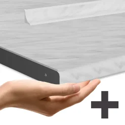 Vicco Küchenzeile R-Line, Küchenblock, Blau-Grau/Weiß, 300 cm, AP Marmor