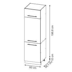 Vicco Kühlumbauschrank Fame-Line, Hochschrank für die Küche, Schwarz gestreift, 60 cm