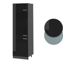 Vicco Kühlumbauschrank R-Line, Hochschrank für die Küche, Schwarz Hochglanz/Anthrazit, 60 cm