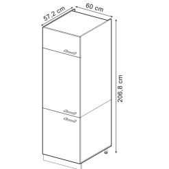 Vicco Kühlumbauschrank R-Line, Hochschrank für die Küche, Schwarz Hochglanz/Weiß, 60 cm