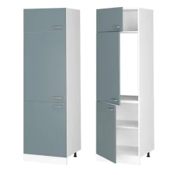 Vicco Kühlumbauschrank R-Line, Hochschrank für die Küche, Blau-Grau/Weiß, 60 cm