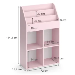 Vicco Kinderregal Rosa Luigi ohne Faltboxen - 72x114x31 cm aus Spanplatte - Bücherregal ideal fürs Kinderzimmer, perfekte Ordnung für Lieblingsbücher und Spielzeuge
