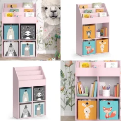 Vicco Kinderregal Rosa Luigi ohne Faltboxen - 72x114x31 cm aus Spanplatte - Bücherregal ideal fürs Kinderzimmer, perfekte Ordnung für Lieblingsbücher und Spielzeuge