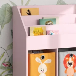 Vicco Kinderregal Rosa Luigi ohne Faltboxen - 107x114x31 cm gefertigt aus Spanplatte - Bücherregal für Kinder, kompakte Organisation für Spielzeug und Bücher