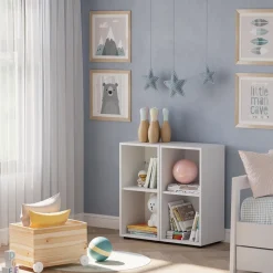 Vicco Kinderregal Weiß Estell 2er-Set - 71x38x32 cm gefertigt aus Spanplatte - Bücherregal für Kinder, platzsparende Lösung für Aufbewahrung