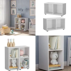 Vicco Kinderregal Weiß Estell 2er-Set - 71x38x32 cm gefertigt aus Spanplatte - Bücherregal für Kinder, platzsparende Lösung für Aufbewahrung