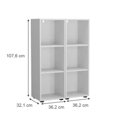 Vicco Kinderregal Weiß Estell 2er-Set - 106x38x32 cm gefertigt aus Spanplatte - Bücherregal für Kinder, platzsparende Lösung für Aufbewahrung