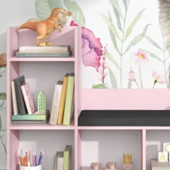 Vicco Kindersitzbank Rosa Luigi ohne Faltboxen - 107x89x31 cm hergestellt aus Spanplatte - Spielzeugschrank ideal für Kinder, mit Sitzfläche für funktionale Raumnutzung