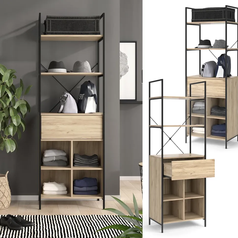 Vicco Kleiderschrank "Enya", Holz, 60 x 180 cm mit Schublade